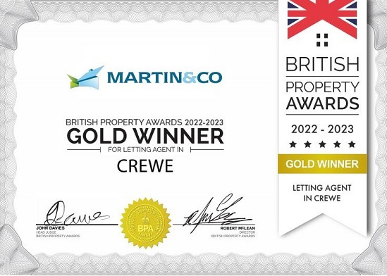 Gold Award For Lettings For Martin & Co Crewe