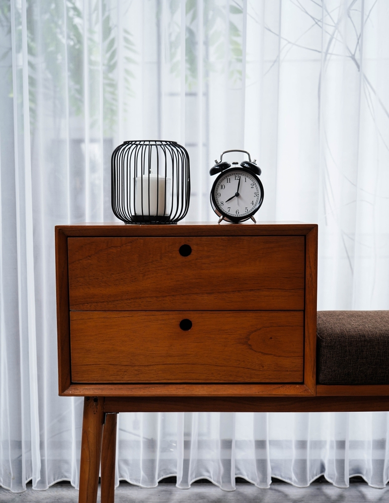 Alarm clock candle on desk funiture